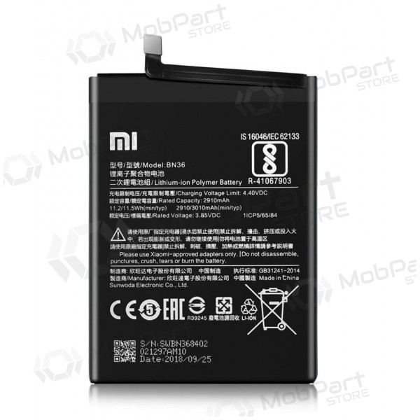 Xiaomi Mi A2 / Mi 6X battery, akumuliatorius (BN36) (original)