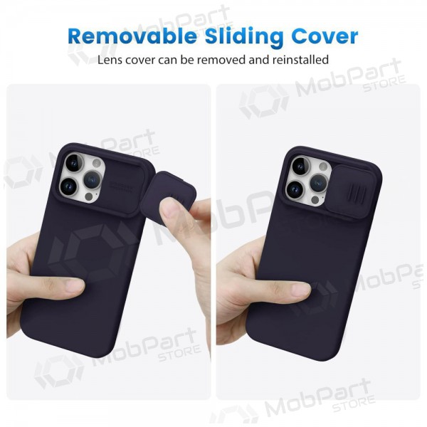 Case Nillkin CamShield Silky Silicone Apple iPhone 15 Pro Max tamsiai violet