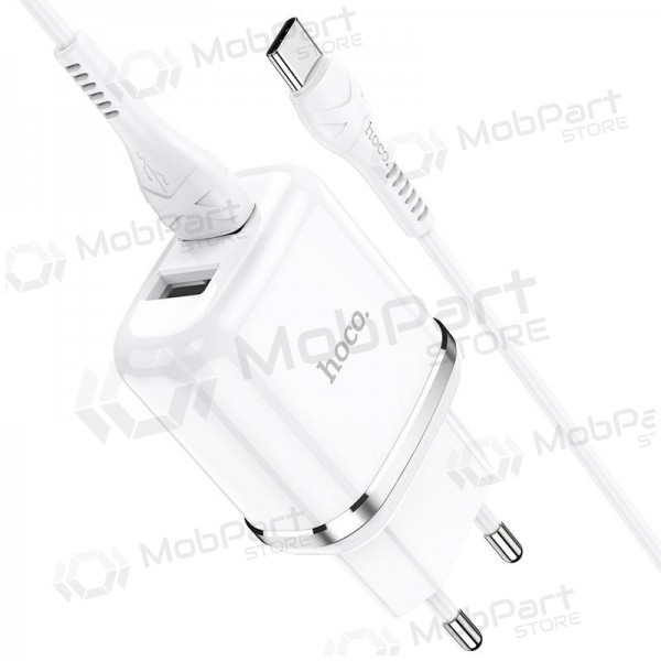 Charger Hoco N4 X 2 USB  jungtimis + Type-C (2.4A) (white)