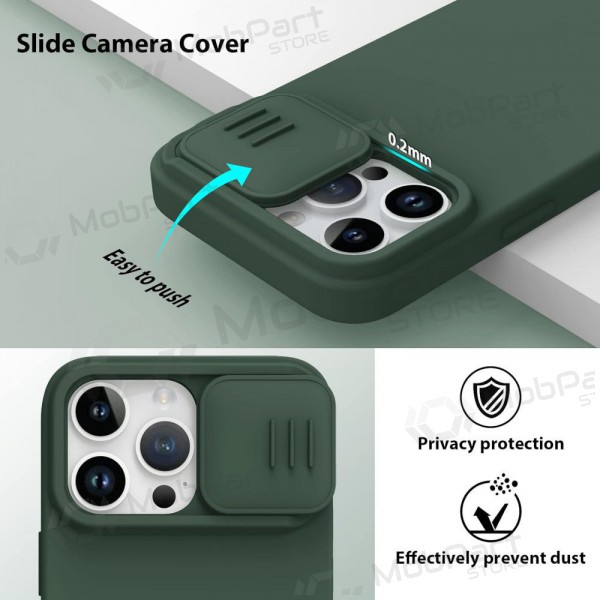 Case Nillkin CamShield Silky Silicone Apple iPhone 15 Pro Max tamsiai green