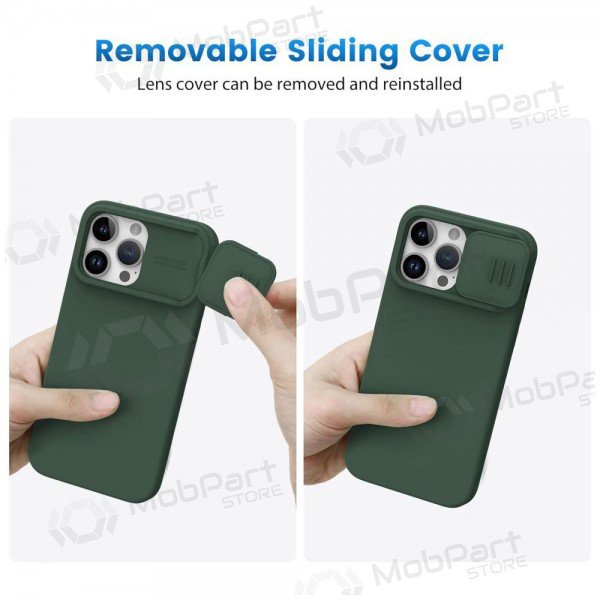 Case Nillkin CamShield Silky Silicone Apple iPhone 15 Pro Max tamsiai green