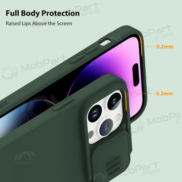 Apple iPhone 15 Pro case „Nillkin Silicone“ (dark green)