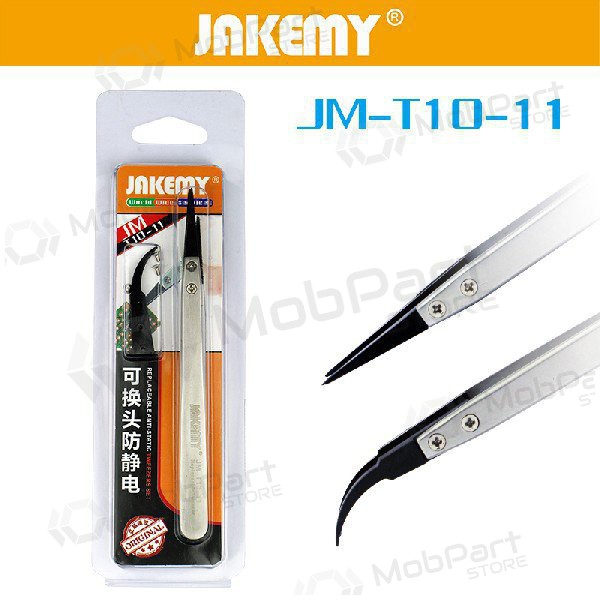 Metal antistatic tweezer Jakemy JM-T10-11 ESD (replaceable head)