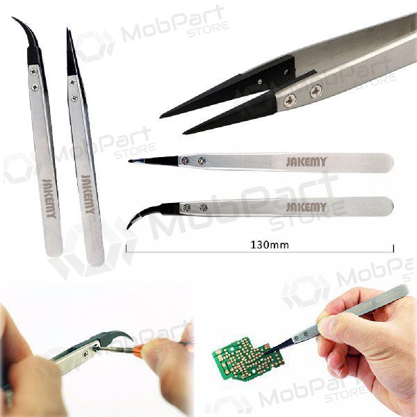 Metal antistatic tweezer Jakemy JM-T10-11 ESD (replaceable head)