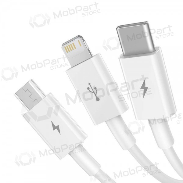 Cable Baseus Superior USB - microUSB+Lightning+Type-C 3.5A 1.5m (white) CAMLTYS-02