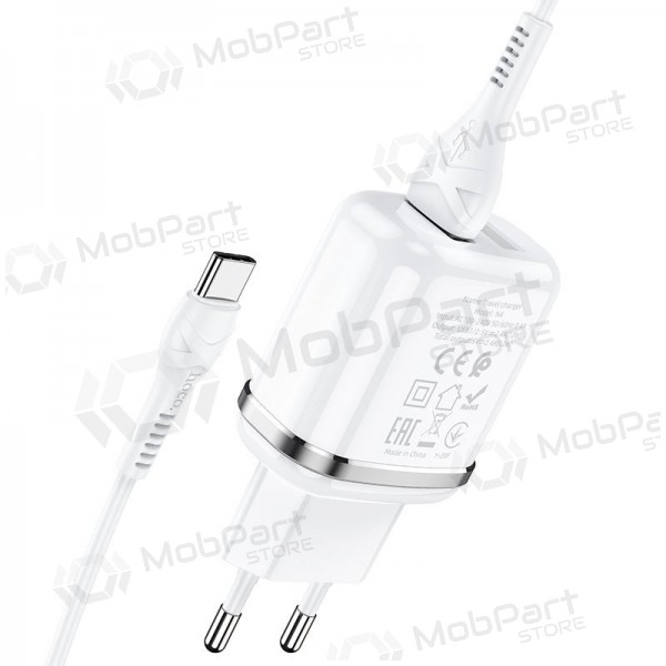 Charger Hoco N4 X 2 USB  jungtimis + Type-C (2.4A) (white)