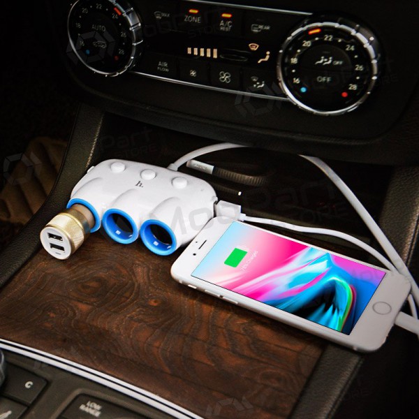 Car charger - šakotuvas Hoco C1 2xUSB 3xconnector (3.1A)