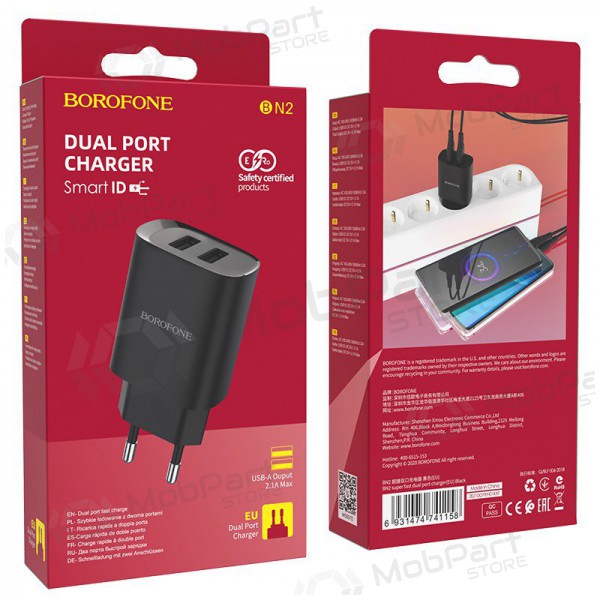 Charger Borofone BN2 2xUSB 2.1A (black)