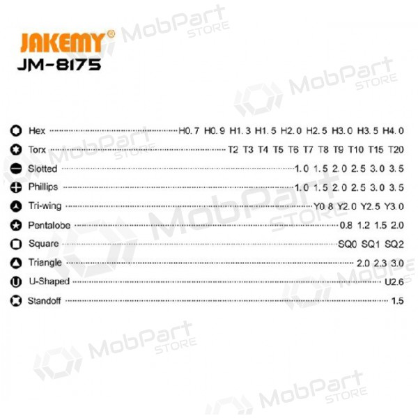 Screwdriver (50 antgaliai) Jakemy JM-8175