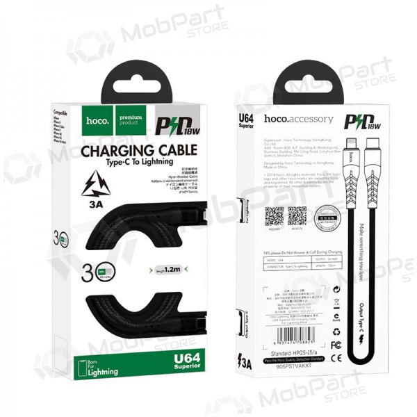 USB cable Hoco U64 PD Type-C - Lightning (black)