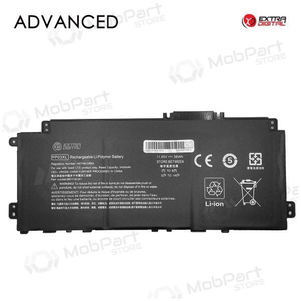 HP PP03XL, 3400mAh laptop battery, Advanced