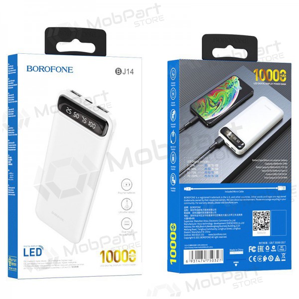 Portable charger / power bank Power Bank Borofone BJ14 Type-C microUSB 2*USB (2A) 10000mAh white